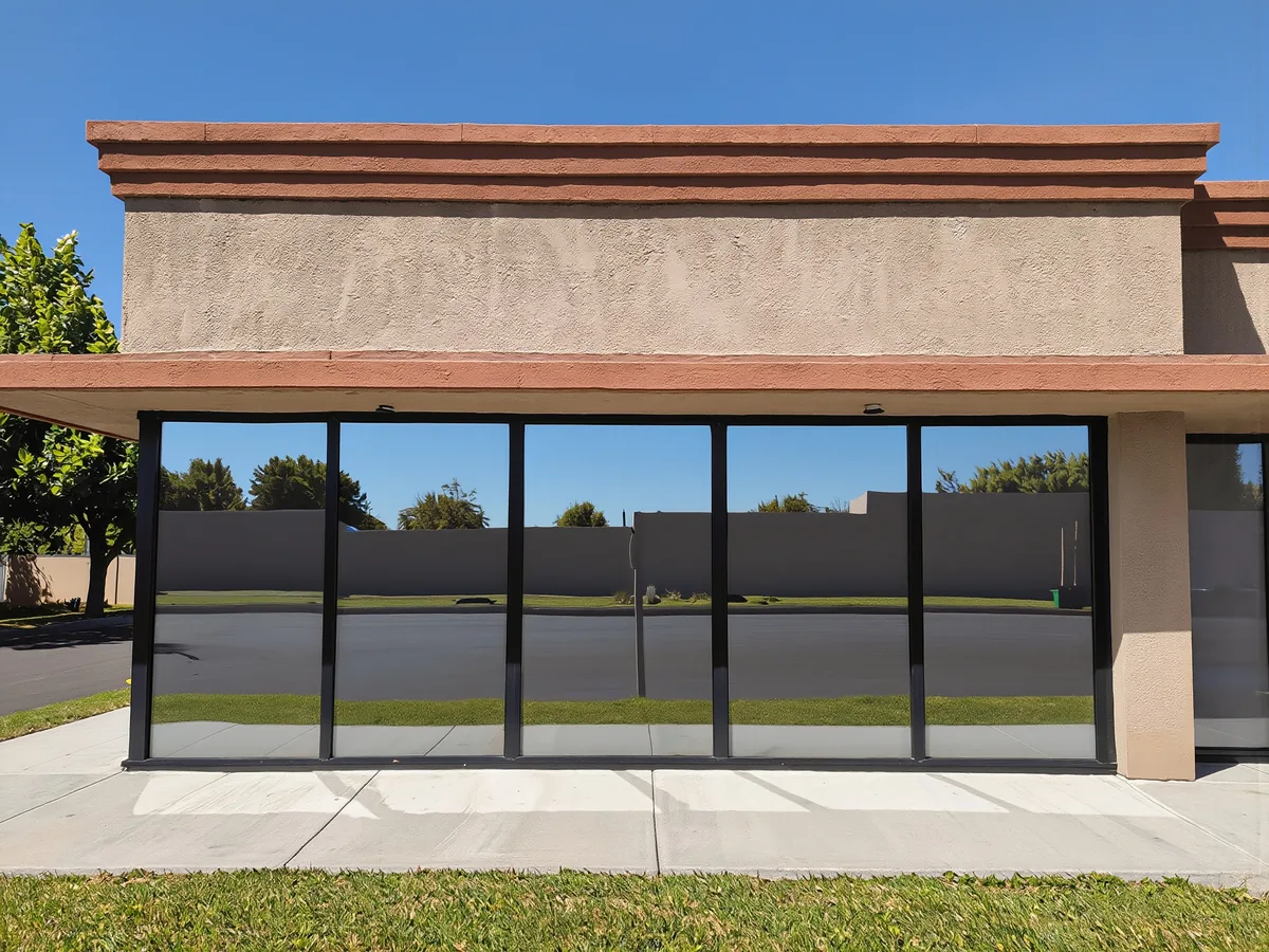 Clean protected storefront glass with anti-graffiti film